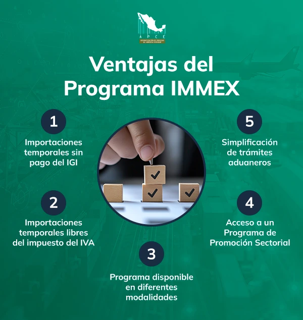 5 Ventajas del IMMEX en infografía verde